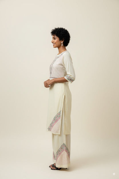 Traditional Cotton Chikankari Kurta Palazzo Set for Women – Womens Kurta on Brown Living™. SKU: S03008_S_. Img 2.