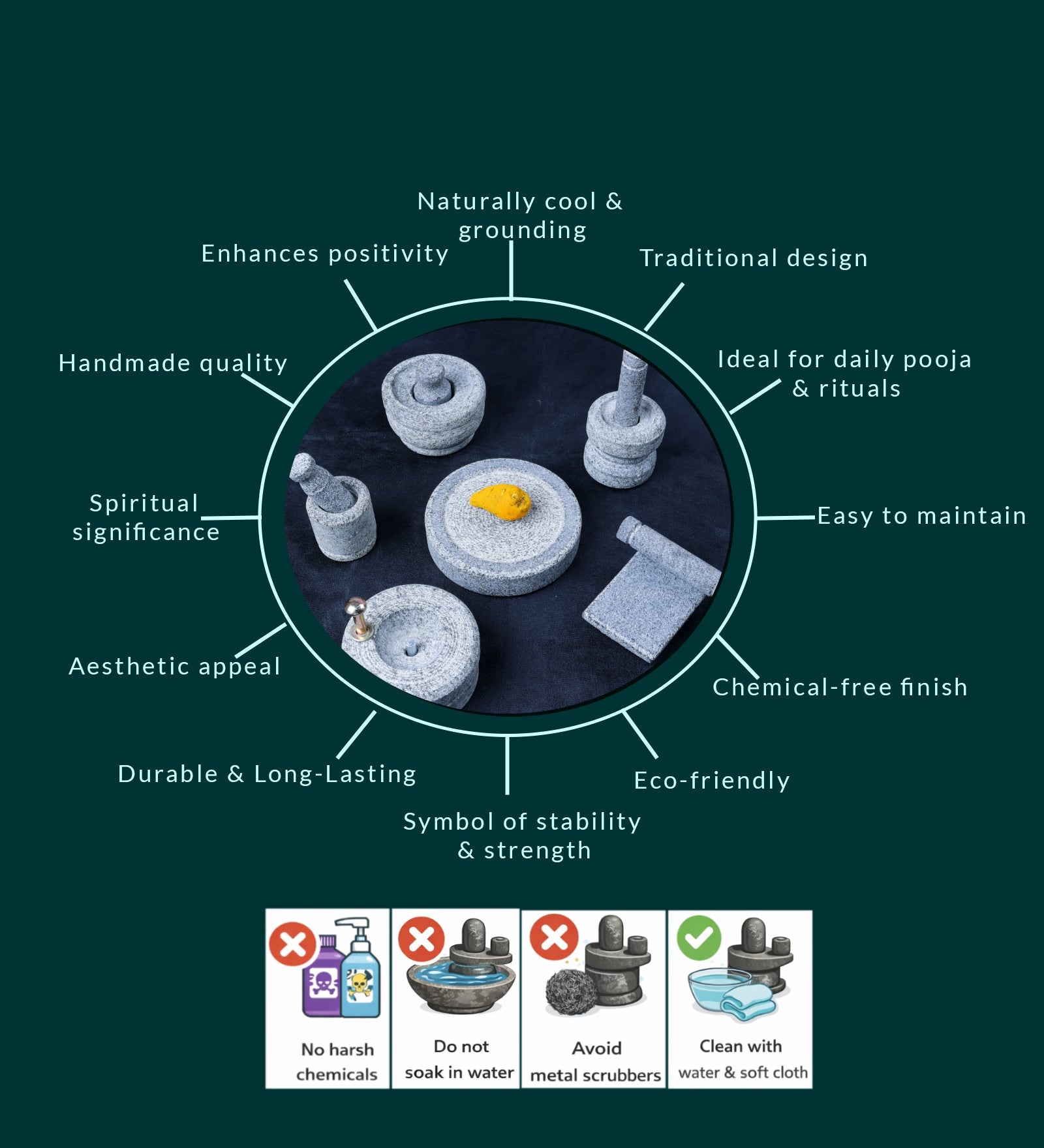 Traditional Handmade Vastu Pooja Set with Free Manjal Stone – Home Decor on Brown Living™. SKU: Miniature-Toy-900g-packof6. Img 4.