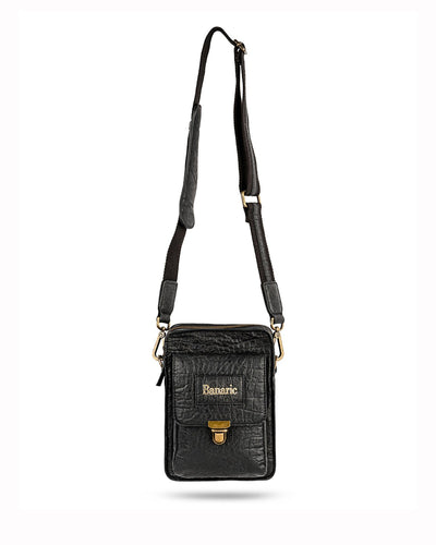 Travel Sling Bag | Banana Fibre Vegan Leather | Eco - Friendly Bag – Sling Bag on Brown Living™. SKU: RCBAGBANARIC02ABK. Img 3.