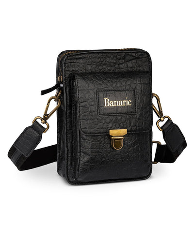 Travel Sling Bag | Banana Fibre Vegan Leather | Eco - Friendly Bag – Sling Bag on Brown Living™. SKU: RCBAGBANARIC02ABK. Img 4.