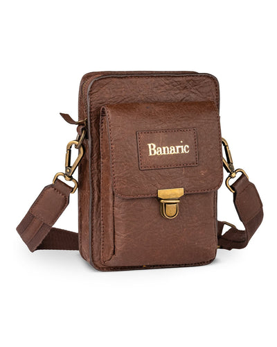 Travel Sling Bag | Banana Fibre Vegan Leather | Eco - Friendly Bag – Sling Bag on Brown Living™. SKU: RCBAGBANARIC02ABR. Img 7.