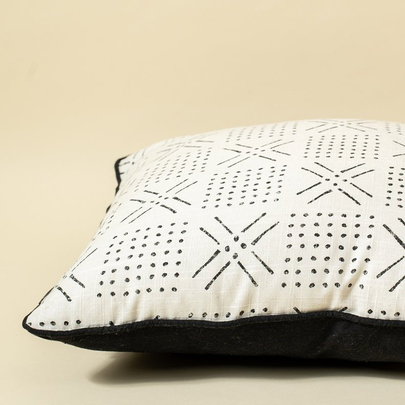 Tribal Boho Printed Cushion Cover - B/W 45 X 45 Cm | Verified Sustainable Covers & Inserts on Brown Living™