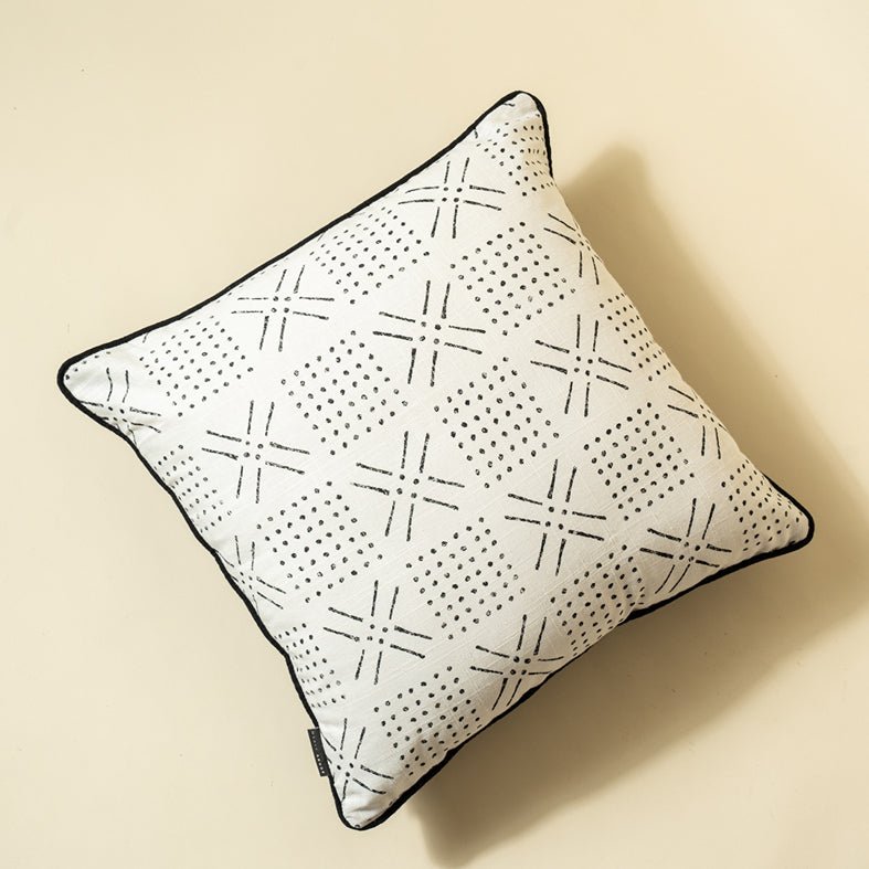 Tribal Boho Printed Cushion Cover - B/W 45 X 45 Cm | Verified Sustainable Covers & Inserts on Brown Living™