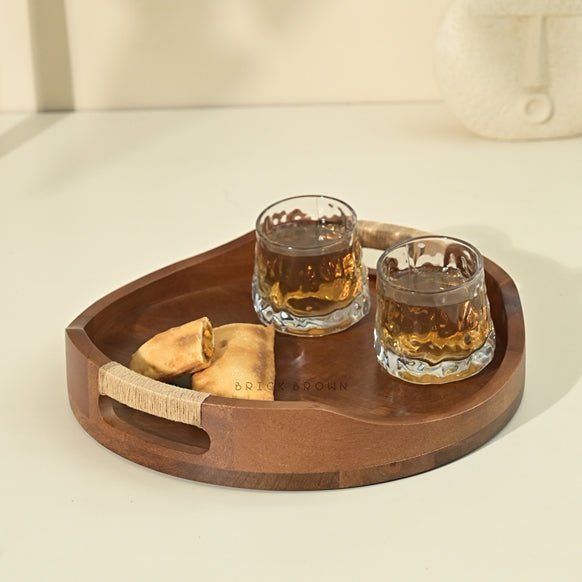 Tribal Curvy Serving Tray in Walnut | Verified Sustainable by Brown Living™