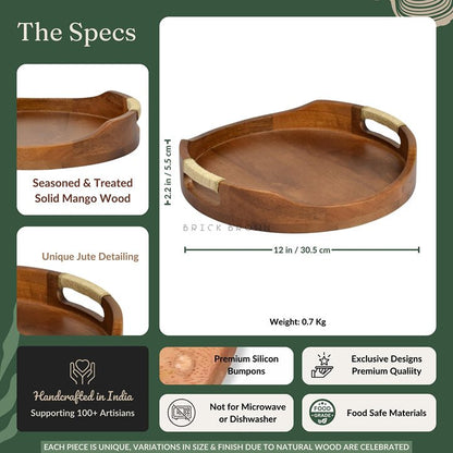 Tribal Curvy Serving Tray in Walnut | Verified Sustainable by Brown Living™