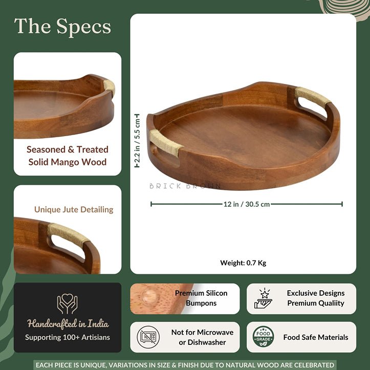 Tribal Curvy Serving Tray in Walnut | Verified Sustainable by Brown Living™