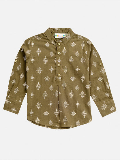 Tribal Shirt Regular Fit for Boys | Stylish Casual & Ethnic Wear – Kids Shirts on Brown Living™. SKU: PB216_1. Img 1.
