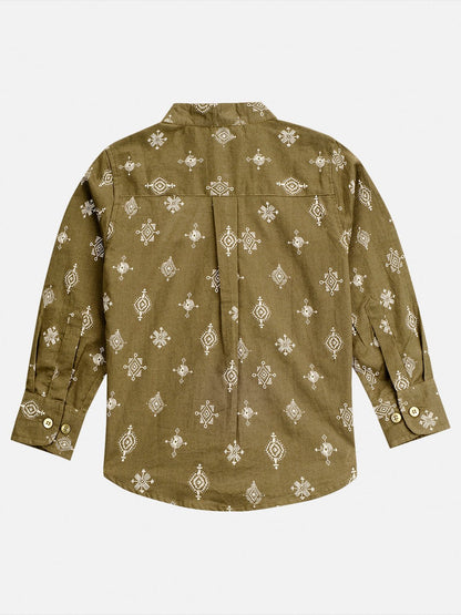 Tribal Shirt Regular Fit for Boys | Stylish Casual & Ethnic Wear – Kids Shirts on Brown Living™. SKU: PB216_1. Img 2.