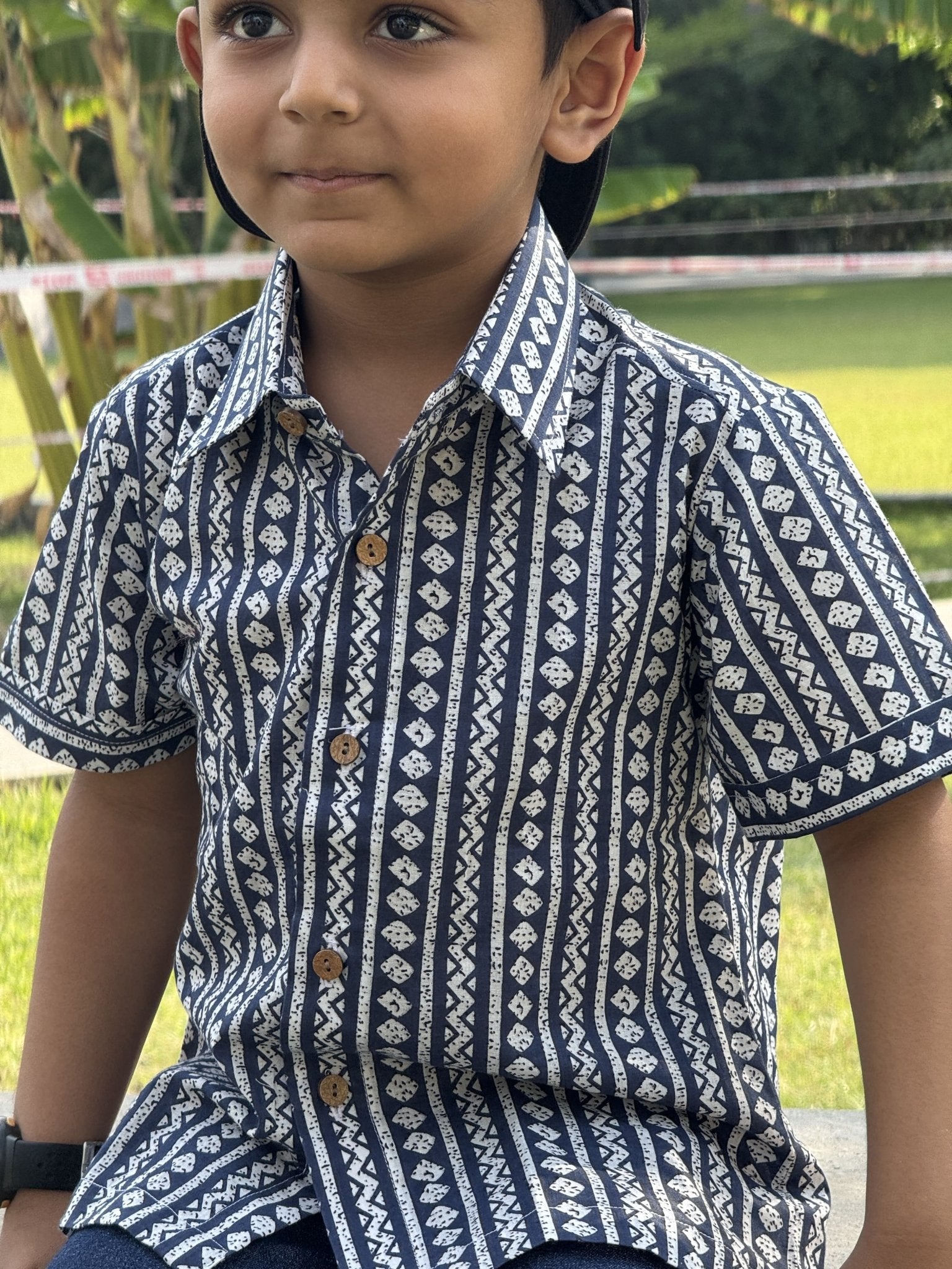 Tribe Shirt I Bright & Playful Fun Print Cotton Shirt for Boys – Kids Daywear Sets on Brown Living™. SKU: ZBTSA. Img 1.