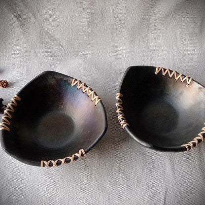 Trikon - Longpi Black Pottery Serving Bowl – Dinner Set by Terracotta by Sachii available on Brown Living™. . SKU: SACHII021. Img 2.