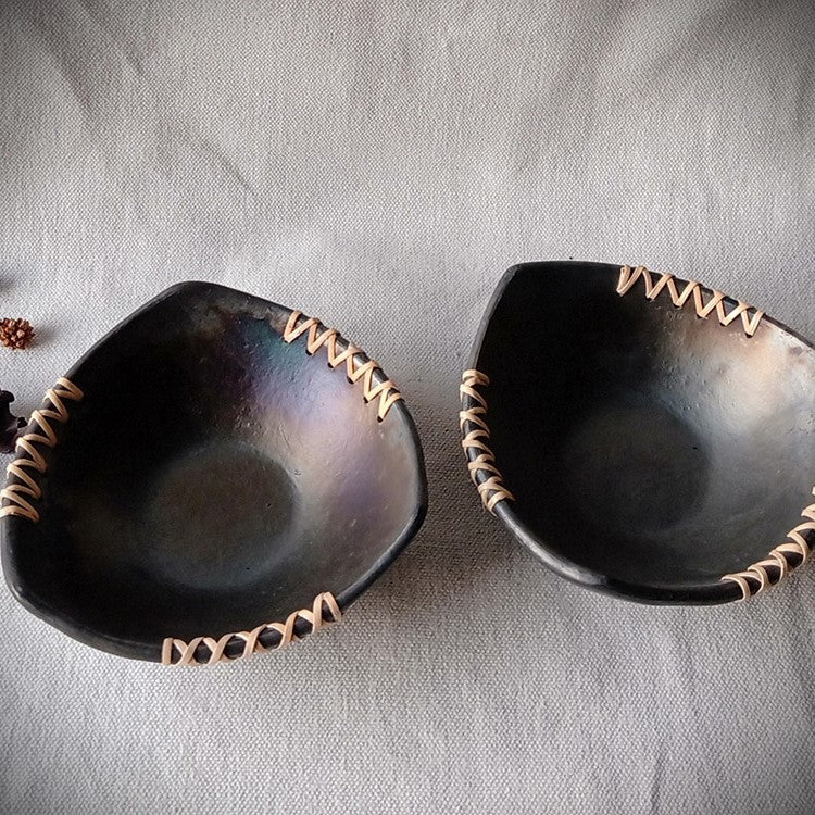 Trikon - Longpi Black Pottery Serving Bowl – Dinner Set by Terracotta by Sachii available on Brown Living™. . SKU: SACHII021. Img 2.