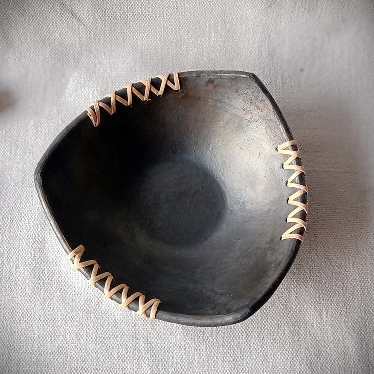 Trikon - Longpi Black Pottery Serving Bowl | Verified Sustainable by Brown Living™