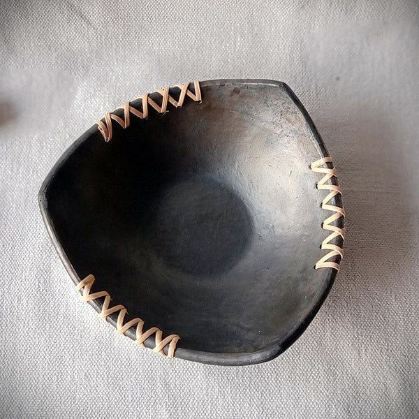 Trikon - Longpi Black Pottery Serving Bowl | Verified Sustainable Dinner Set on Brown Living™