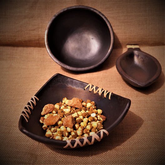 Trikon - Longpi Black Pottery Serving Bowl | Verified Sustainable by Brown Living™