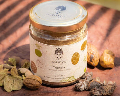 Triphala Detoxifying Digestive Powder – Health & Energy Drinks on Brown Living™. SKU: Triph_100gms1005. Img 1.