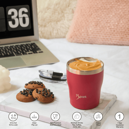 Triple Insulated Steel Tumbler | 3H Hot & 6H Cold – Glasses & Tumblers on Brown Living™. SKU: GG-Ruby. Img 2.