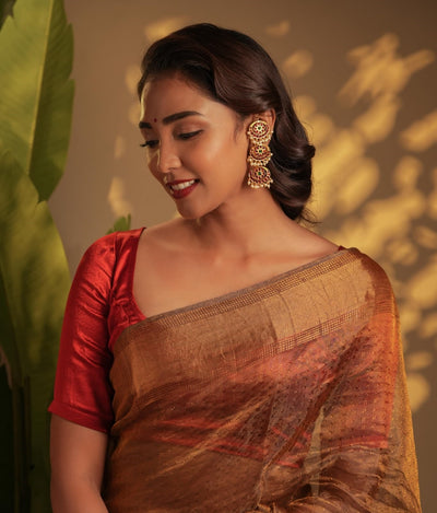 Triveni Maatal Earrings | Handcrafted Traditional Statement Earrings – Womens Earrings on Brown Living™. SKU: SAR1020. Img 1.