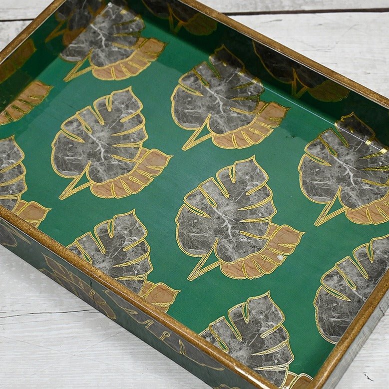 Tropical Leaves MDF Single Tray | Verified Sustainable by Brown Living™