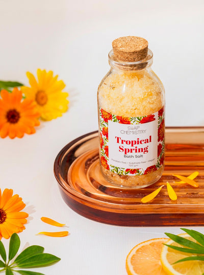 Tropical Spring Bath Salt 120g | Refreshing Aromatherapy Bath Soak – Bath Salt on Brown Living™. SKU: SC-36. Img 1.