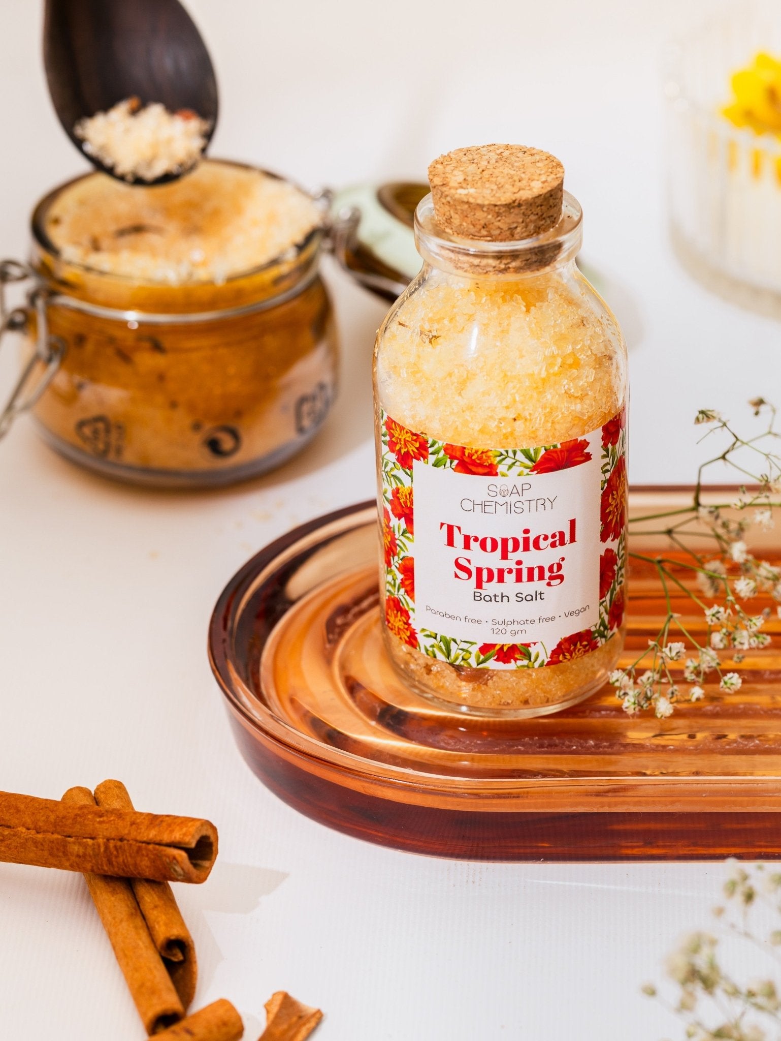 Tropical Spring Bath Salt 120g | Refreshing Aromatherapy Bath Soak – Bath Salt on Brown Living™. SKU: SC-36. Img 2.