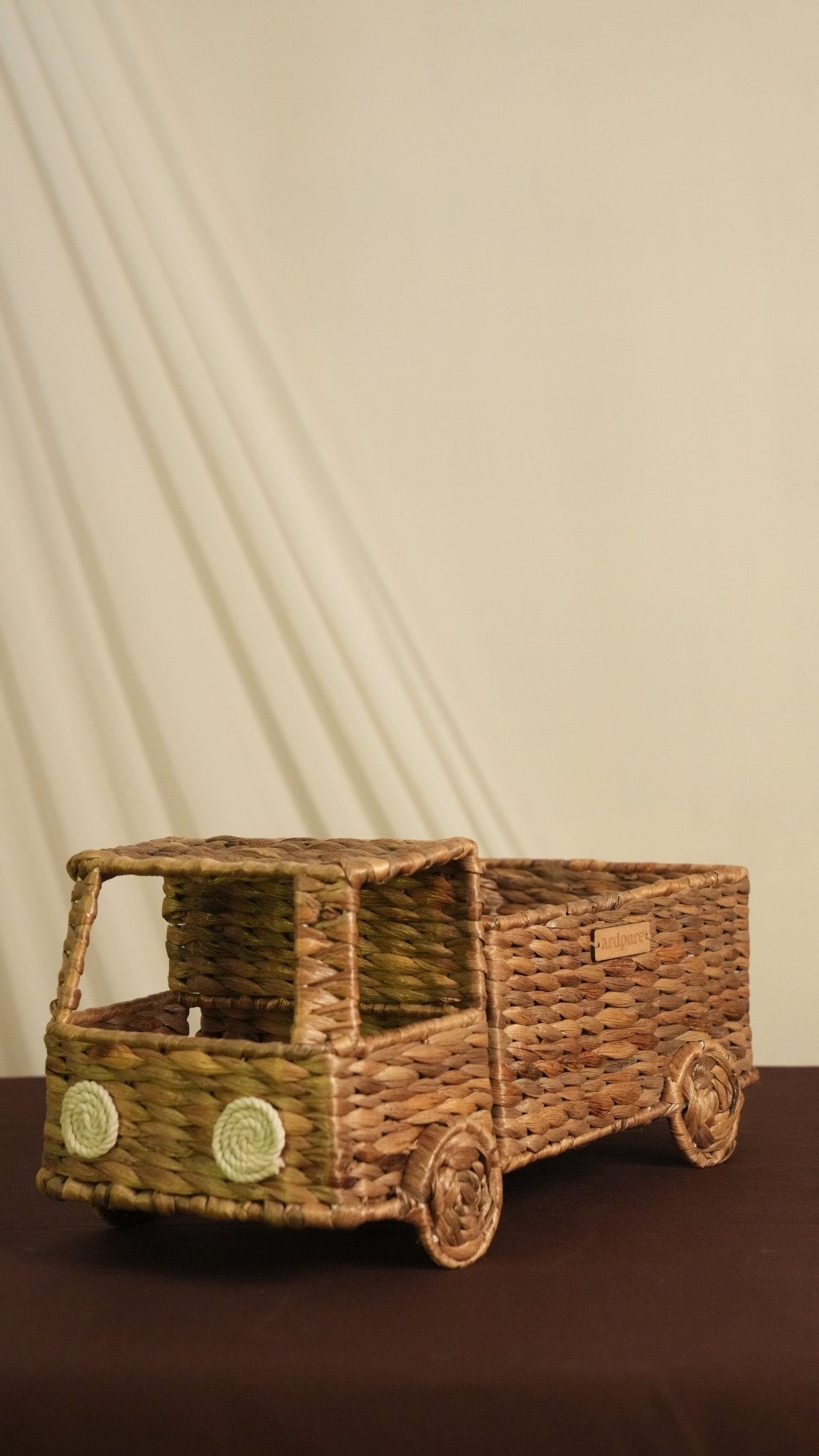 Truck Basket | Handwoven Water Hyacinth Storage Basket – Baskets & Boxes on Brown Living™. SKU: 605W. Img 1.