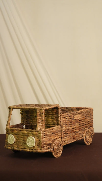 Truck Basket | Handwoven Water Hyacinth Storage Basket – Baskets & Boxes on Brown Living™. SKU: 605W. Img 1.