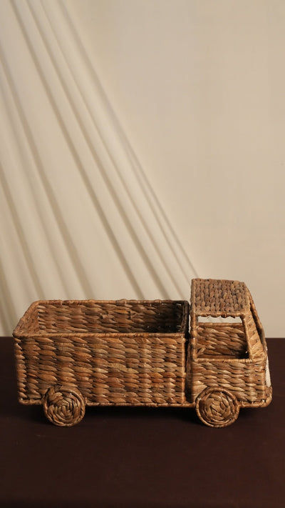 Truck Basket | Handwoven Water Hyacinth Storage Basket – Baskets & Boxes on Brown Living™. SKU: 605W. Img 3.