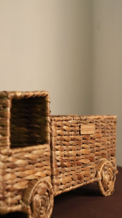 Truck Basket | Handwoven Water Hyacinth Storage Basket – Baskets & Boxes on Brown Living™. SKU: 605W. Img 4.