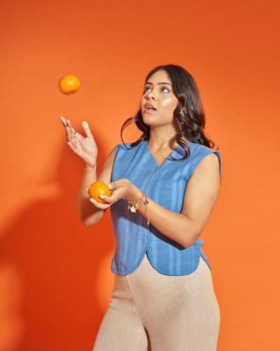 True Blue Hemp Crop Top – Timeless & Stylish Women’s Wear – Womens Top on Brown Living™. SKU: BHTS. Img 2.