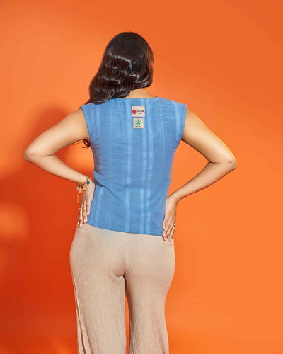 True Blue Hemp Crop Top – Timeless & Stylish Women’s Wear – Womens Top on Brown Living™. SKU: BHTS. Img 3.