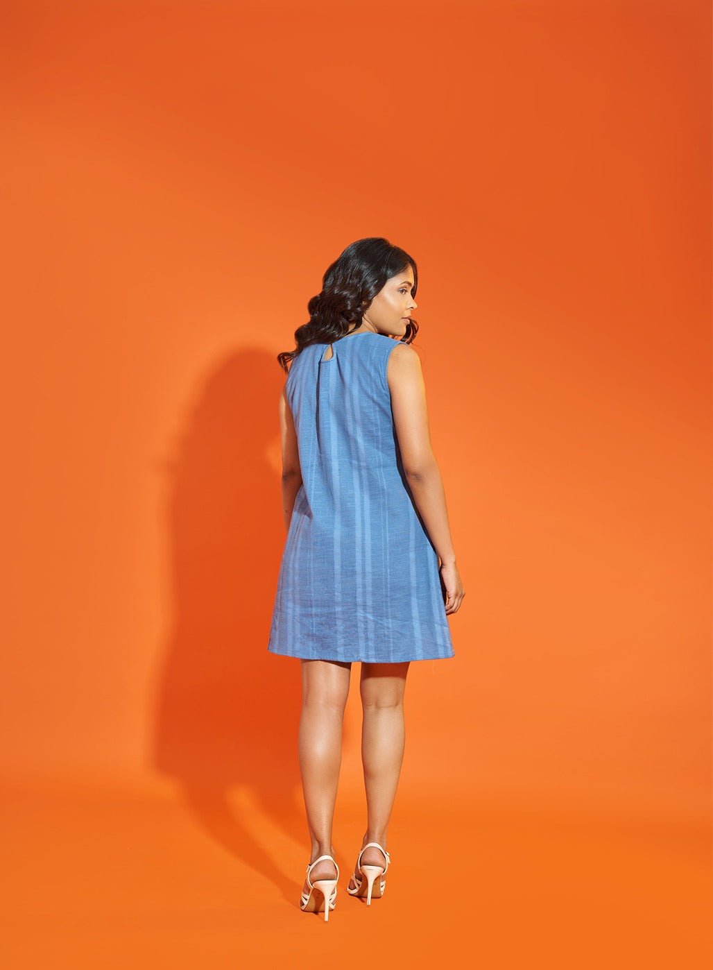 True Blue Shift Dress – Elegant Cotton Casual Dress – Womens Dress on Brown Living™. SKU: HBDS. Img 3.