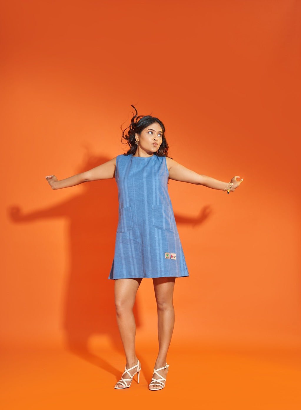 True Blue Shift Dress – Elegant Cotton Casual Dress – Womens Dress on Brown Living™. SKU: HBDS. Img 2.