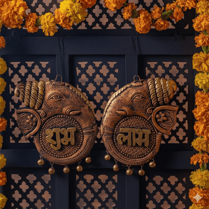 Trunk Subh Labh Set – Indian Festival Decoration – Home Decor on Brown Living™. SKU: D11. Img 3.