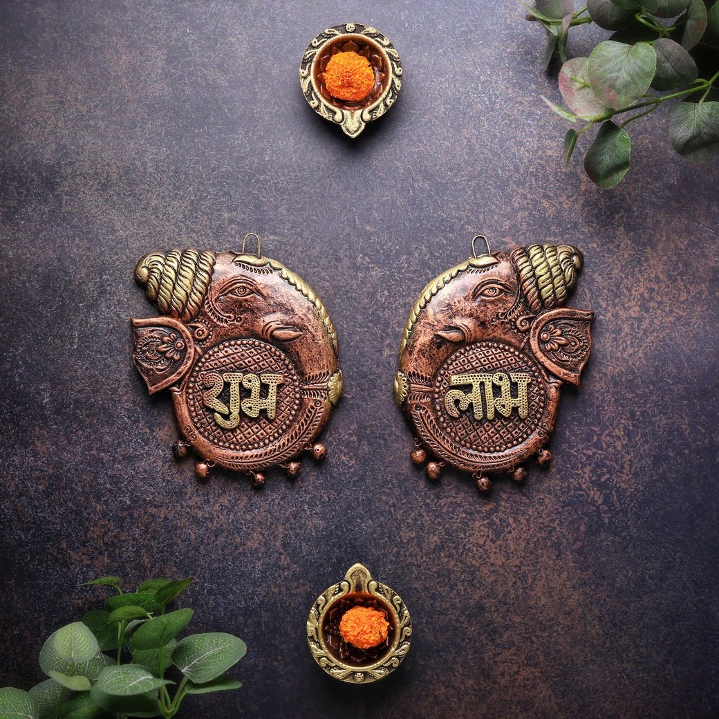 Trunk Subh Labh Set – Indian Festival Decoration – Home Decor on Brown Living™. SKU: D11. Img 1.