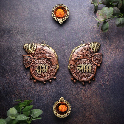 Trunk Subh Labh Set – Indian Festival Decoration – Home Decor on Brown Living™. SKU: D11. Img 1.