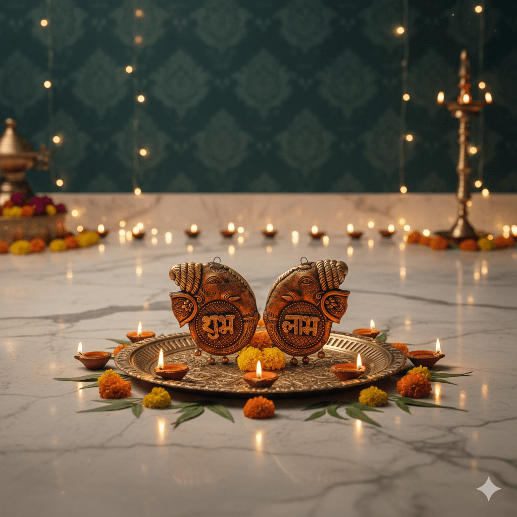 Trunk Subh Labh Set – Indian Festival Decoration – Home Decor on Brown Living™. SKU: D11. Img 2.
