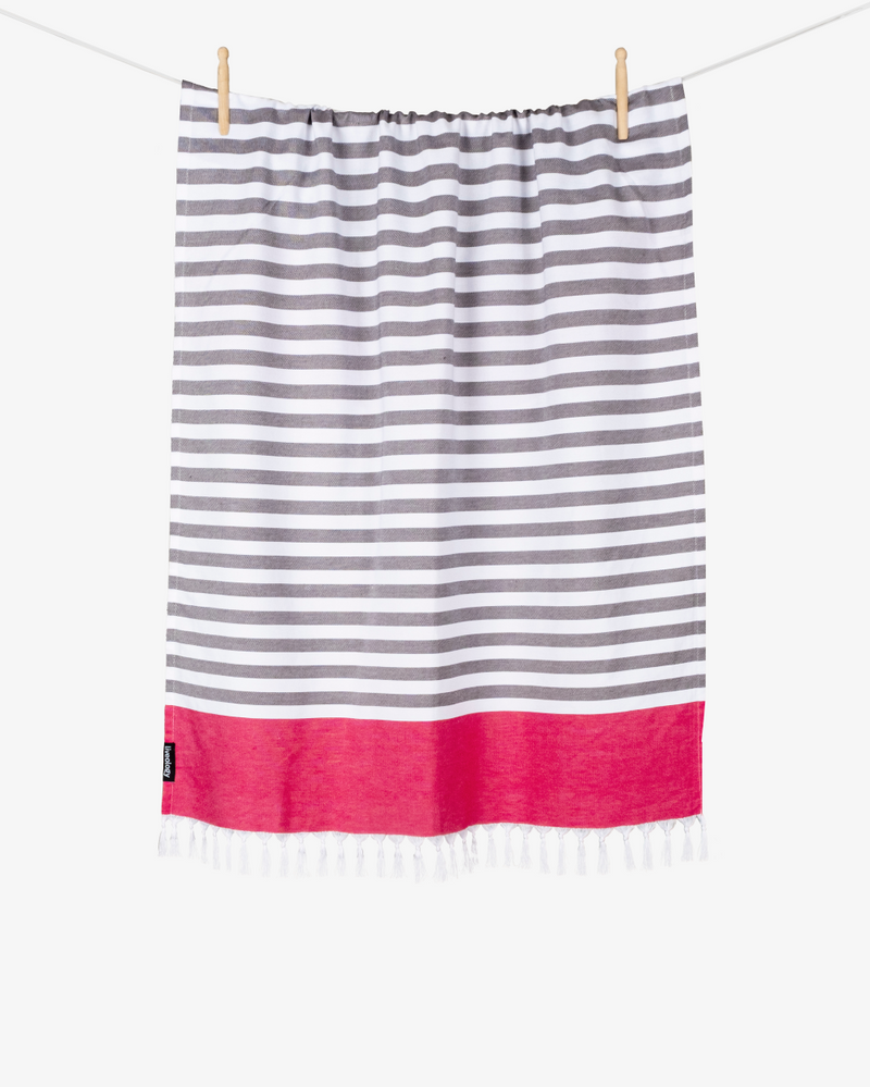 Bamboo & cotton Blend Woven Everyday Towels in Fuschia | Tula Stripe