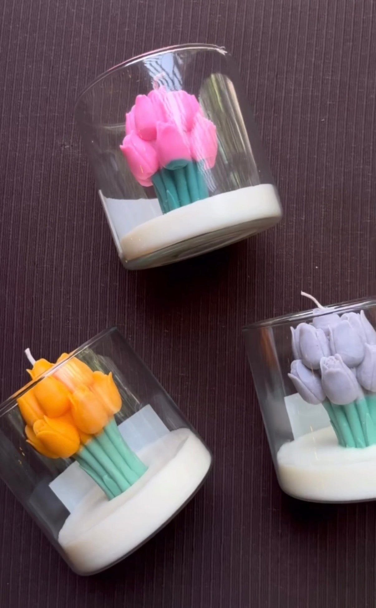 Tulip Bouquet Candle | Handcrafted Floral Scented Decorative Candle – Candles & Fragrances on Brown Living™. SKU: TB1005. Img 2.