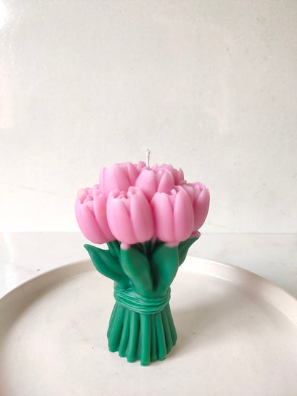 Tulip Bouquet Soy Wax Candle | Handcrafted Floral Scented Candle – Candles & Fragrances on Brown Living™. SKU: BTBC001-001. Img 7.