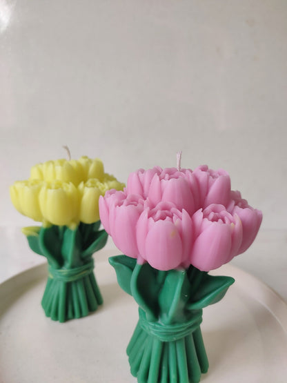 Tulip Bouquet Soy Wax Candle | Handcrafted Floral Scented Candle – Candles & Fragrances on Brown Living™. SKU: BTBC001-001. Img 8.