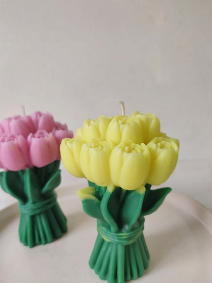 Tulip Bouquet Soy Wax Candle | Handcrafted Floral Scented Candle – Candles & Fragrances on Brown Living™. SKU: BTBC001-002. Img 4.