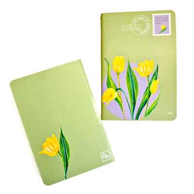 Tulip Design Notebook | Blank | B6 size | 100 pages, 100 GSM paper – Notebooks & Notepads on Brown Living™. SKU: B6NB01D. Img 1.