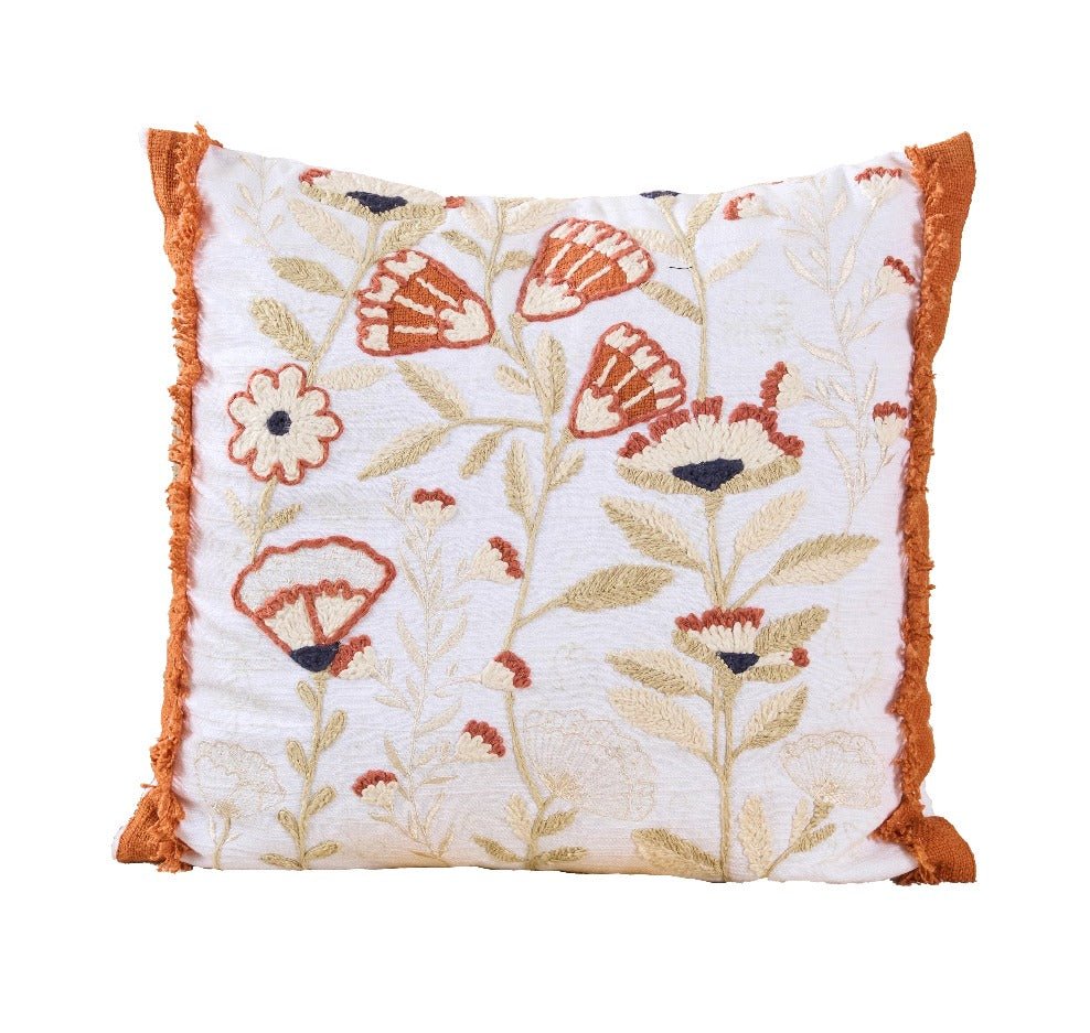 Tulip Rust Charm Cushion | Floral Accent Decorative Cushion – Pillow on Brown Living™. SKU: TEE-25719. Img 3.