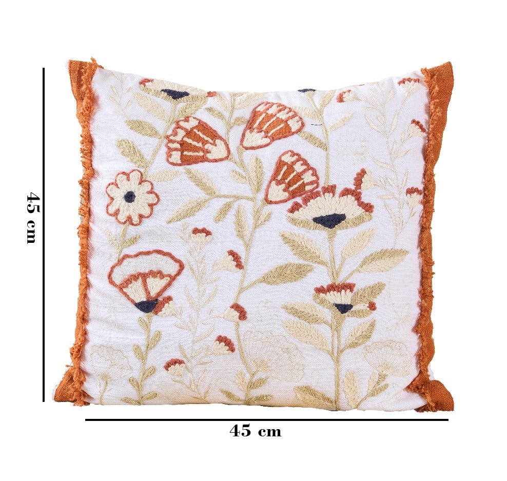 Tulip Rust Charm Cushion | Floral Accent Decorative Cushion – Pillow on Brown Living™. SKU: TEE-25719. Img 2.
