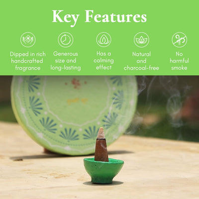 Tulsi Dhoop - Pure Holy Basil Incense Cones – Candles & Fragrances on Brown Living™. SKU: BFD02. Img 6.