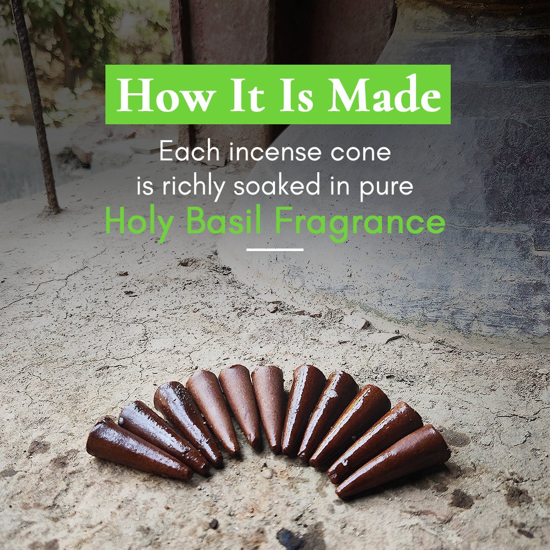 Tulsi Dhoop - Pure Holy Basil Incense Cones – Candles & Fragrances by Boond Fragrances available on Brown Living™. . SKU: BFD02. Img 4.