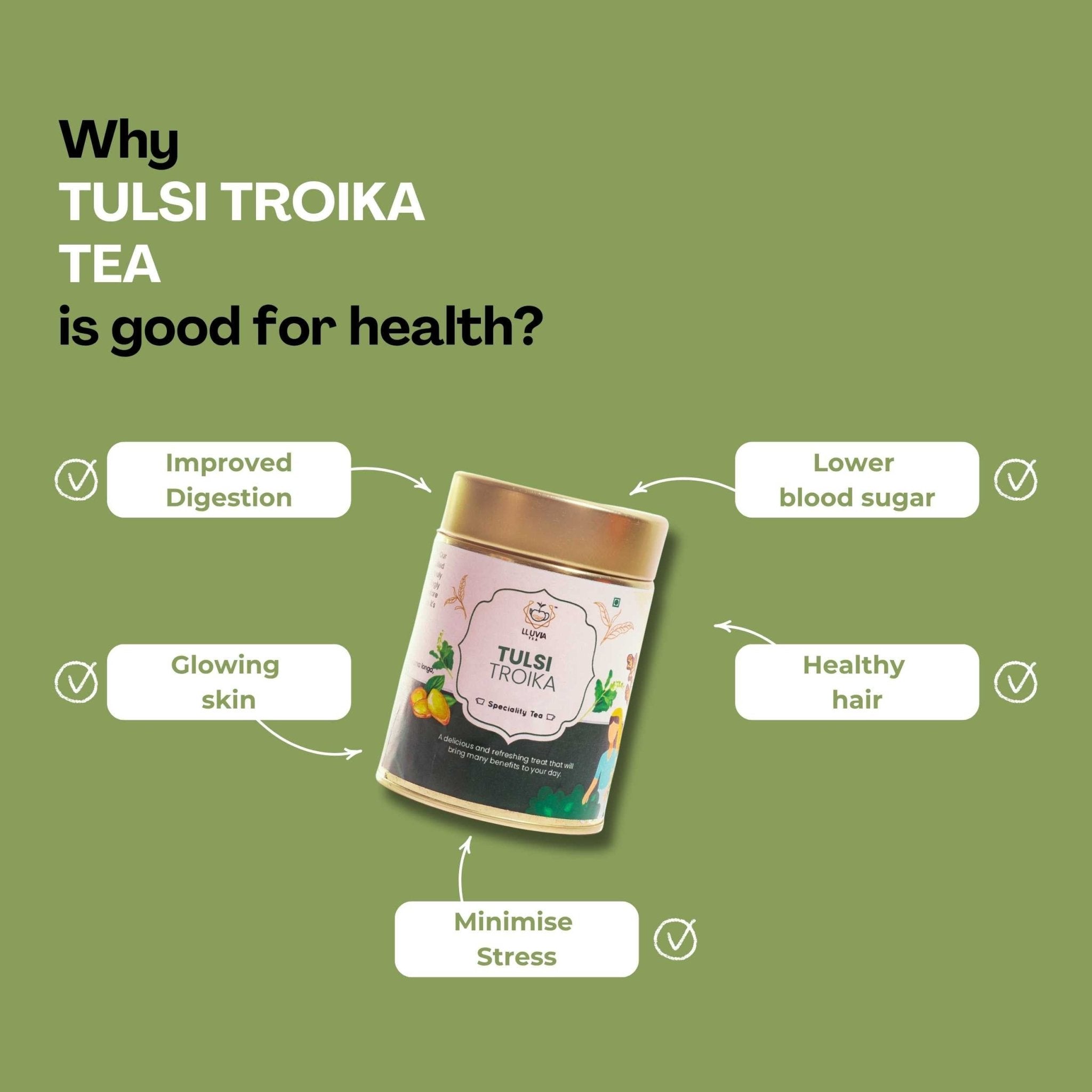 Tulsi Troika – Treats Respiratory Issues, Digestion & Stress – 50g – Tea on Brown Living™. SKU: CCTin50New. Img 5.
