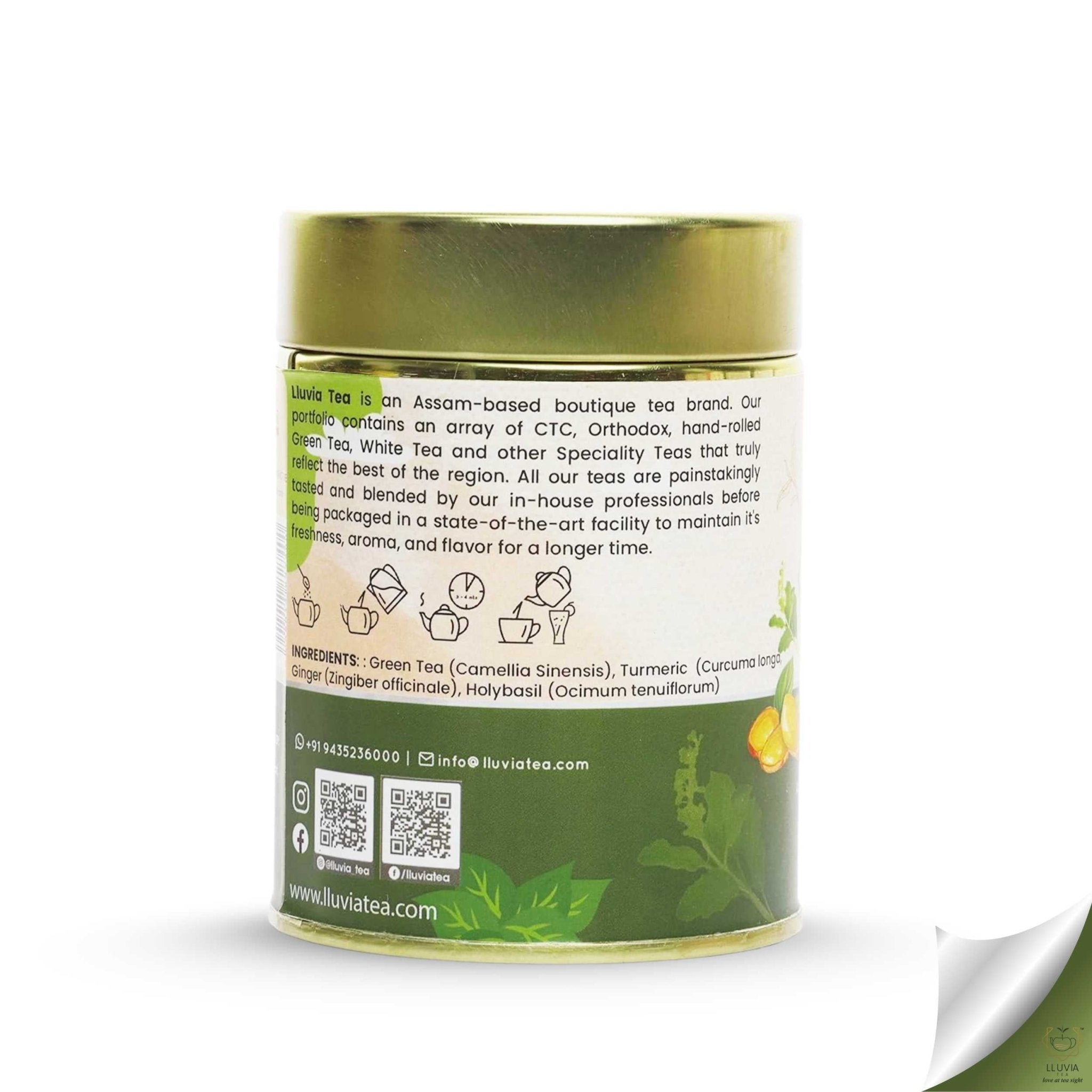 Tulsi Troika – Treats Respiratory Issues, Digestion & Stress – 50g – Tea on Brown Living™. SKU: CCTin50New. Img 3.
