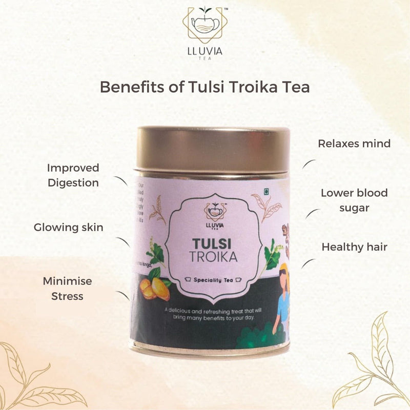 Tulsi Troika - Treats Respiratory Issues, Digestive Problems, Relives Stress (50g) | Verified Sustainable Tea on Brown Living™