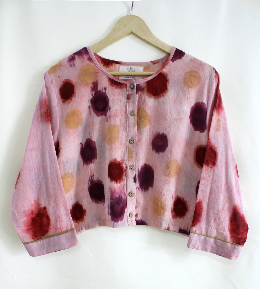 Tumm Tumm Handwoven Organic Cotton Blouse - Pink, Purple, Yellow | Verified Sustainable by Brown Living™